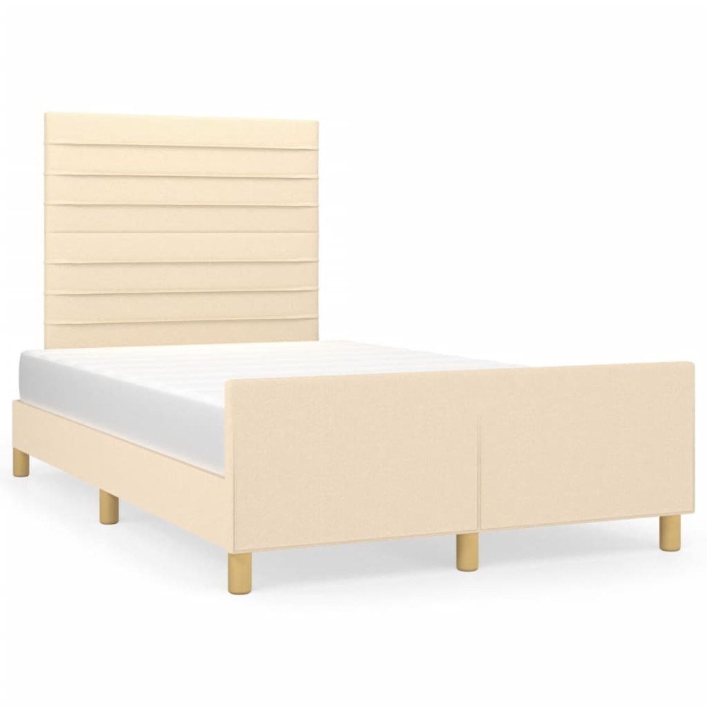 vidaXL Cadru de pat fără saltea cremă 120x190 cm țesătură