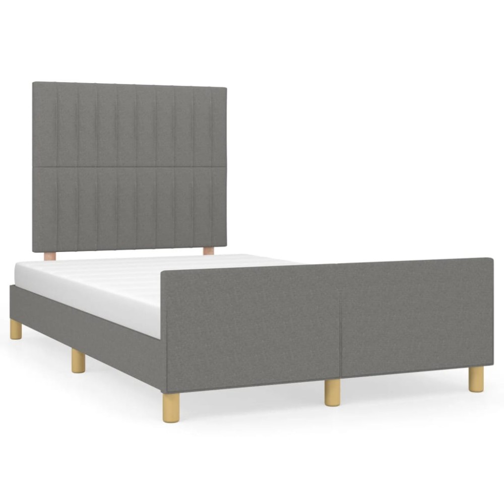 vidaXL Cadru de pat fără saltea gri închis 120x190 cm țesătură