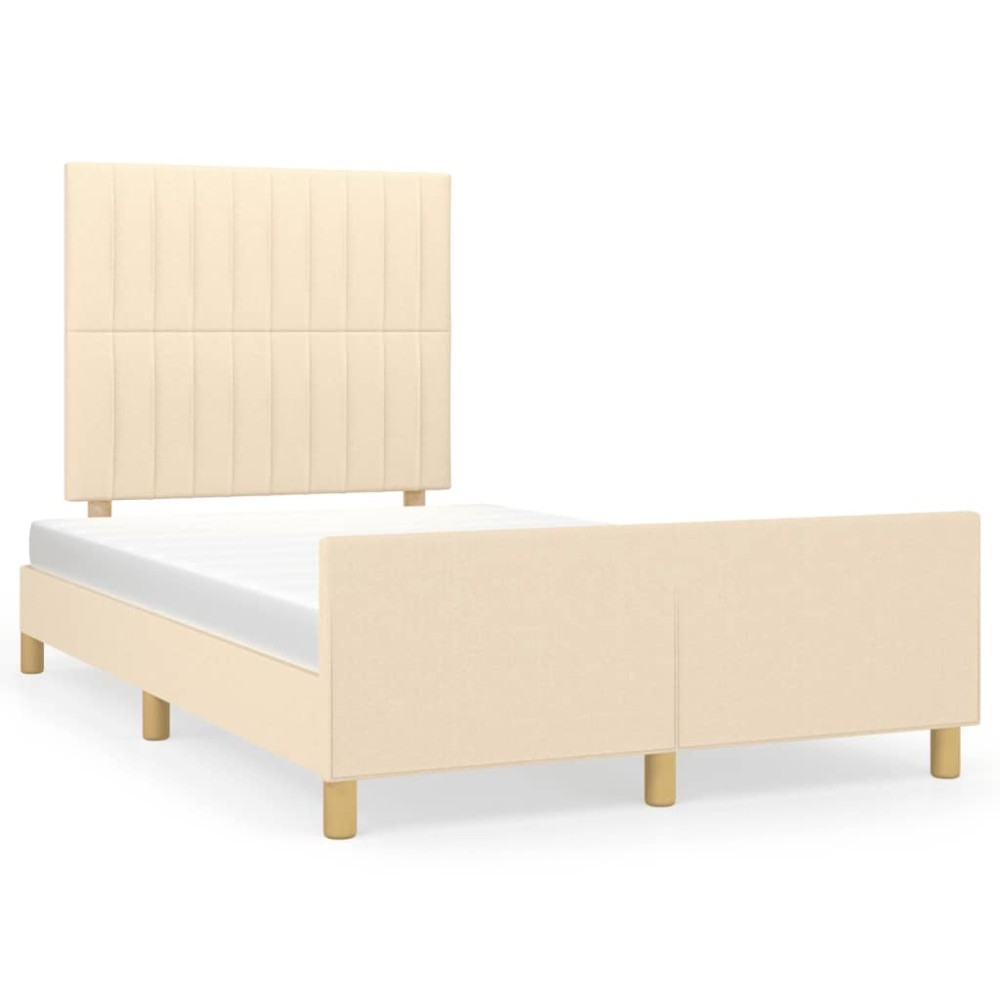 vidaXL Cadru de pat fără saltea cremă 120x190 cm țesătură