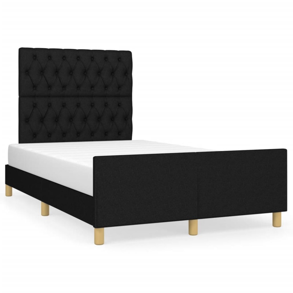 vidaXL Cadru de pat fără saltea Negru 120x190 cm țesătură
