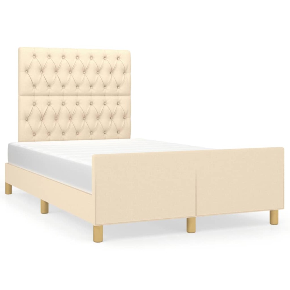 vidaXL Cadru de pat fără saltea cremă 120x190 cm țesătură