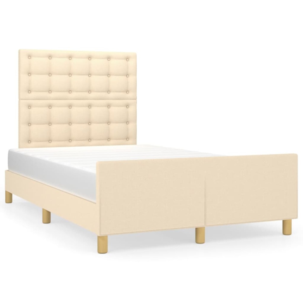 vidaXL Cadru de pat fără saltea cremă 120x190 cm țesătură