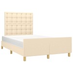 vidaXL Cadru de pat fără saltea cremă 120x190 cm țesătură