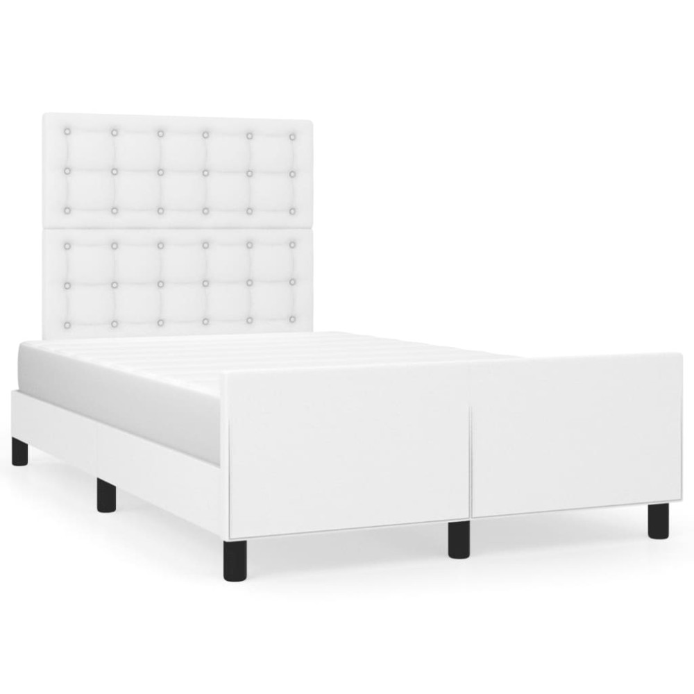 vidaXL Cadru de pat fără saltea alb 120x190 cm piele artificială
