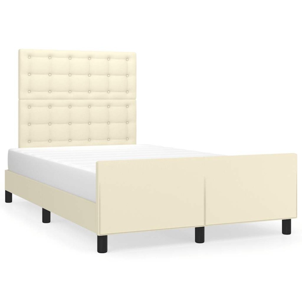 vidaXL Cadru de pat fără saltea cremă 120x190 cm piele artificială