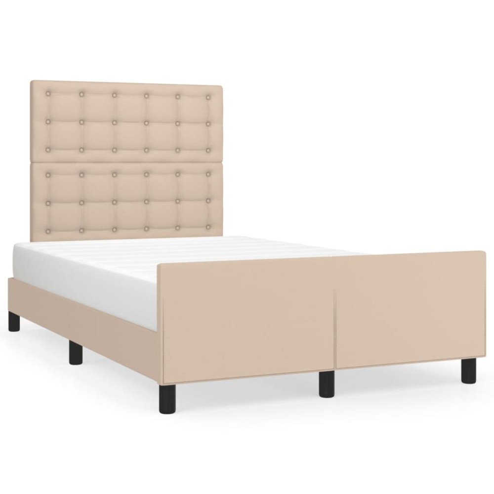 vidaXL Cadru de pat fără saltea cappuccino 120x190cm piele artificială