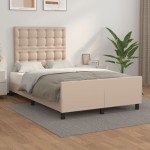 vidaXL Cadru de pat fără saltea cappuccino 120x190cm piele artificială vidaXL Cadru de pat fără saltea cappuccino 120x190cm piele artificială