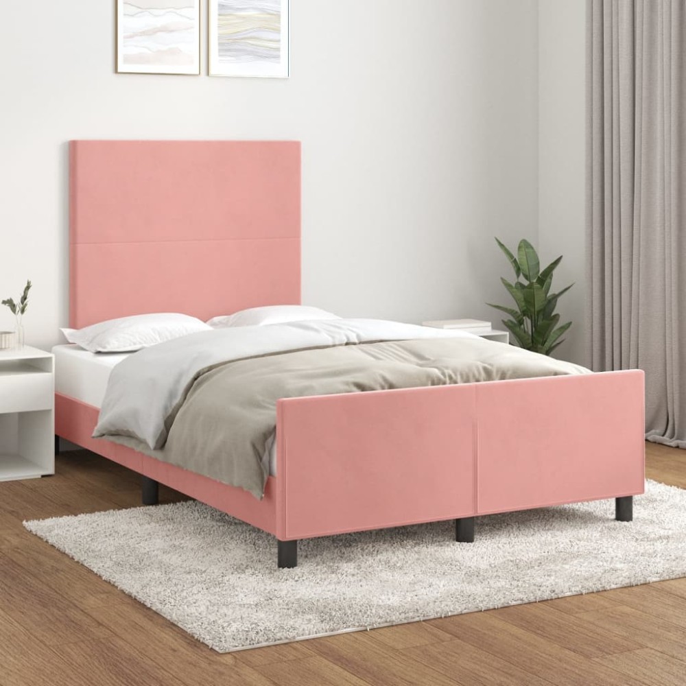 vidaXL Cadru de pat fără saltea roz 120x190 cm catifea