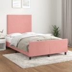 vidaXL Cadru de pat fără saltea roz 120x190 cm catifea