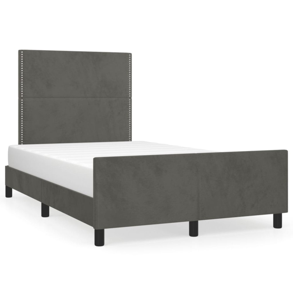 vidaXL Cadru de pat fără saltea Gri închis 120x190 cm catifea