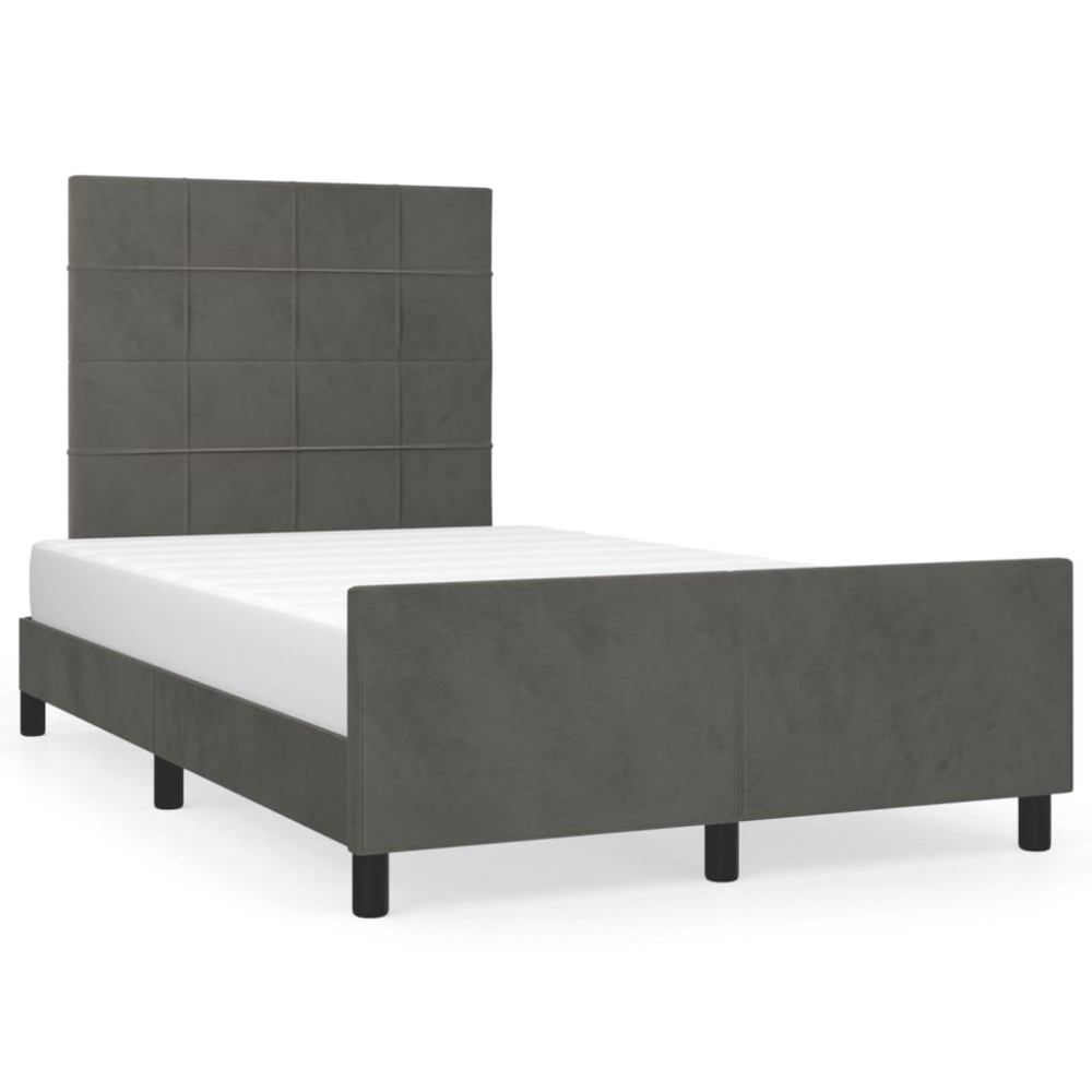 vidaXL Cadru de pat fără saltea Gri închis 120x190 cm catifea