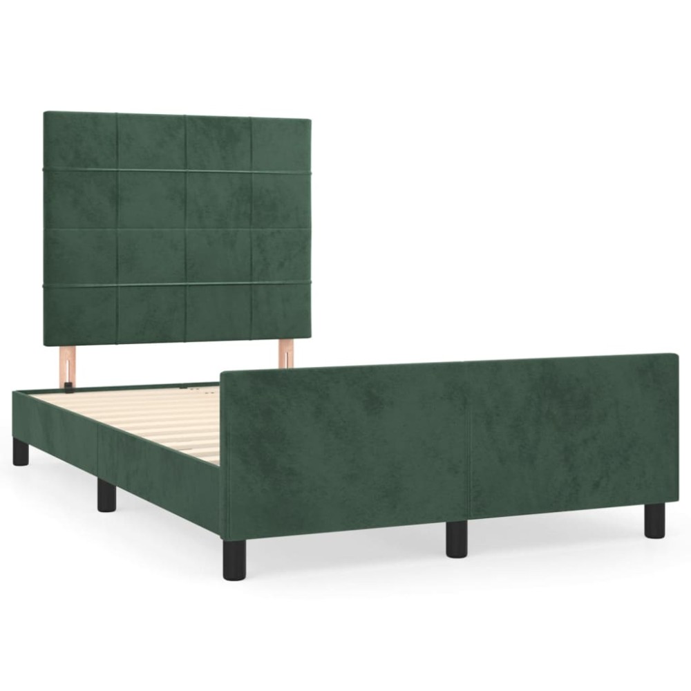 vidaXL Cadru de pat fără saltea verde închis 120x190 cm catifea
