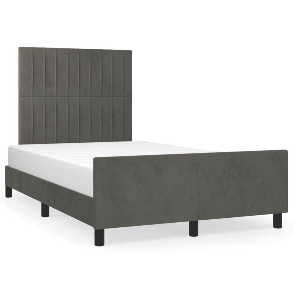 vidaXL Cadru de pat fără saltea Gri închis 120x190 cm catifea