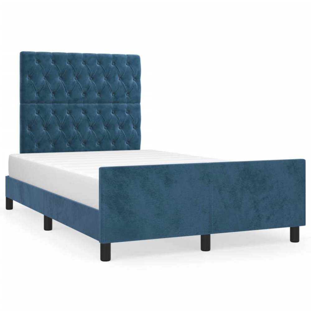 vidaXL Cadru de pat fără saltea albastru închis 120x190 cm catifea