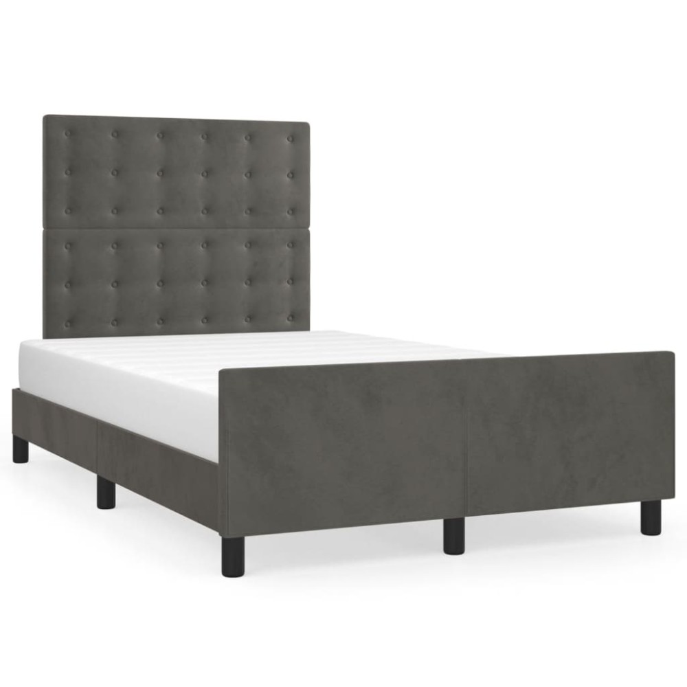 vidaXL Cadru de pat fără saltea Gri închis 120x190 cm catifea