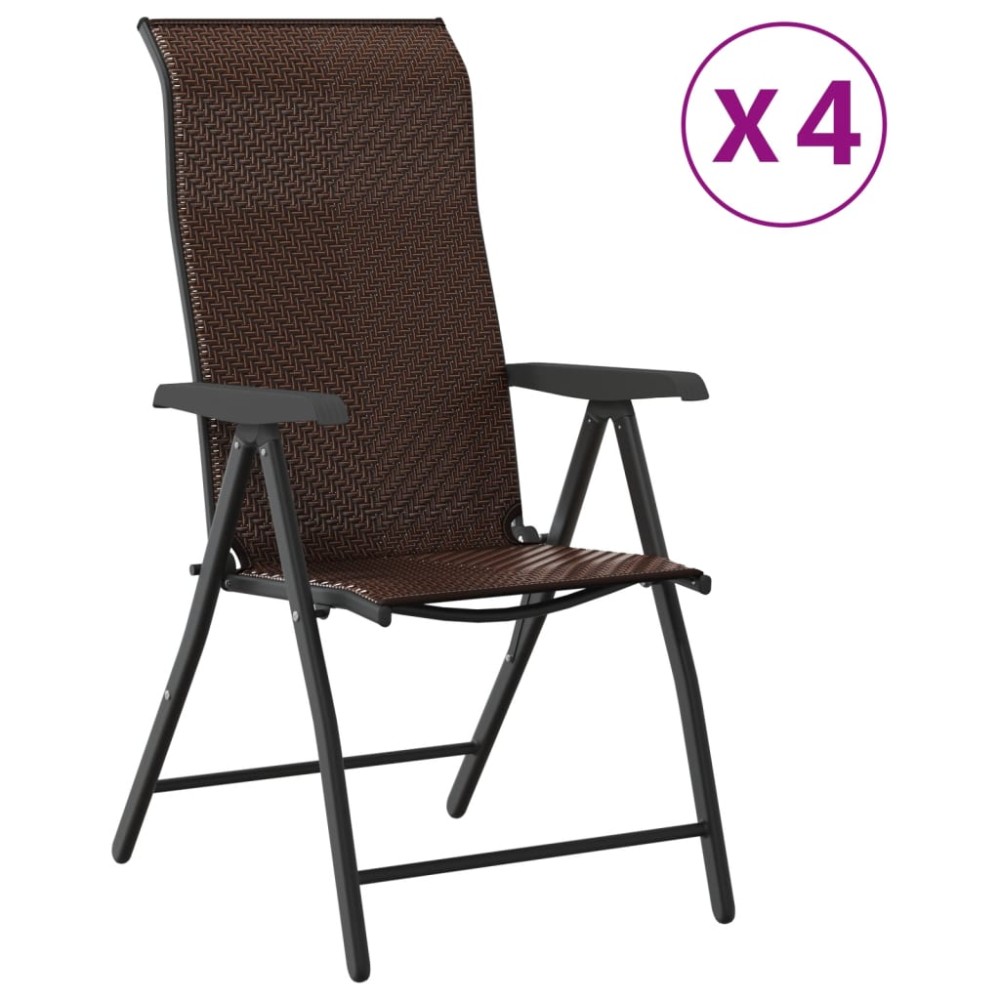 vidaXL Scaune Rabatabile De Gradina 4 buc., maro, poliratan