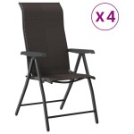 vidaXL Scaune Rabatabile De Gradina 4 buc., cafea neagră, poliratan vidaXL Scaune Rabatabile De Gradina 4 buc., cafea neagră, poliratan