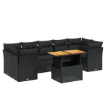 vidaXL Set mobilier de grădină cu perne, 8 piese, negru, poliratan