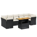 vidaXL Set mobilier de grădină cu perne, 8 piese, negru, poliratan