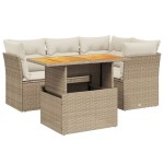 vidaXL Set canapele de grădină cu perne, 5 piese, bej, poliratan vidaXL Set canapele de grădină cu perne, 5 piese, bej, poliratan