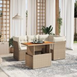 vidaXL Set canapele de grădină cu perne, 5 piese, bej, poliratan vidaXL Set canapele de grădină cu perne, 5 piese, bej, poliratan