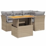 vidaXL Set canapele de grădină cu perne, 5 piese, bej, poliratan