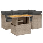 vidaXL Set canapea de grădină cu perne, 5 piese, gri, poliratan
