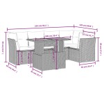 vidaXL Set canapea de grădină cu perne, 5 piese, gri, poliratan