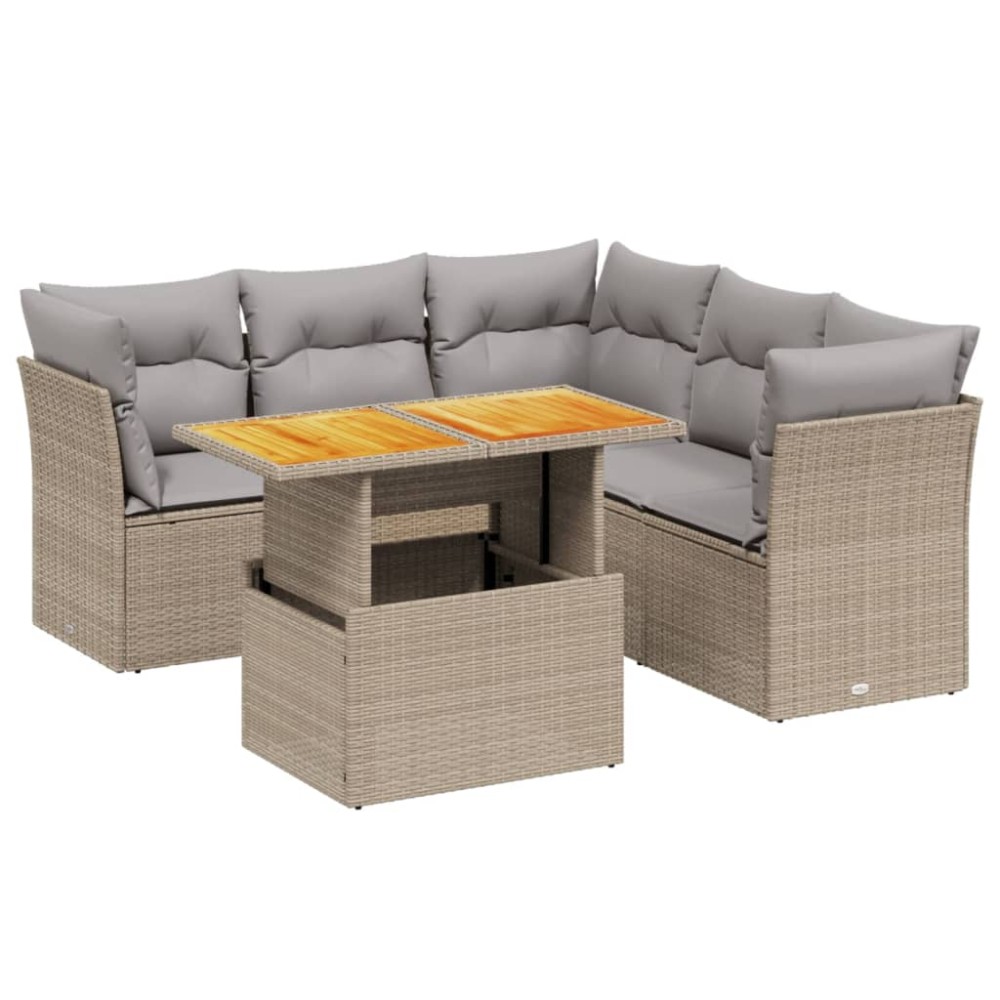 vidaXL Set canapele de grădină cu perne, 5 piese, bej, poliratan