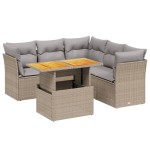 vidaXL Set canapele de grădină cu perne, 5 piese, bej, poliratan