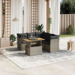 vidaXL Set canapea de grădină cu perne, 5 piese, gri, poliratan vidaXL Set canapea de grădină cu perne, 5 piese, gri, poliratan