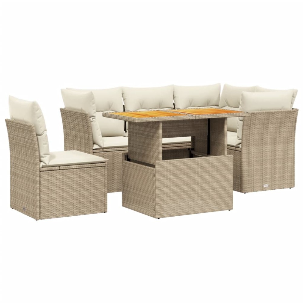 vidaXL Set canapele de grădină cu perne, 5 piese, bej, poliratan