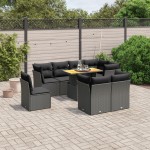 vidaXL Set mobilier de grădină cu perne, 9 piese, negru, poliratan vidaXL Set mobilier de grădină cu perne, 9 piese, negru, poliratan