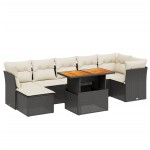 vidaXL Set mobilier de grădină cu perne, 8 piese, negru, poliratan