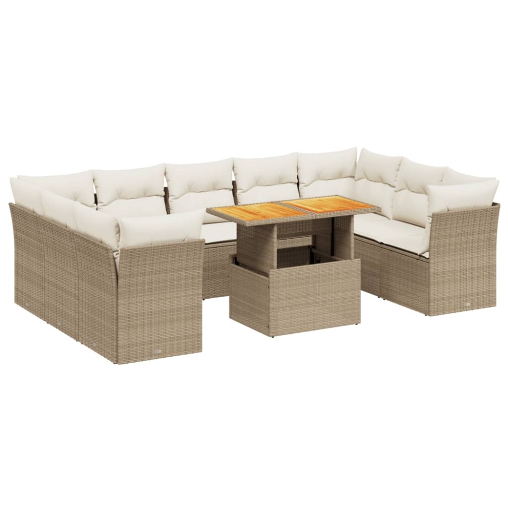 vidaXL Set canapele de grădină cu perne, 10 piese, bej, poliratan