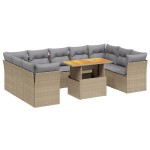 vidaXL Set canapele de grădină cu perne, 10 piese, bej, poliratan