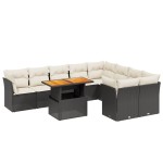 vidaXL Set canapele de grădină cu perne, 10 piese, negru, poliratan
