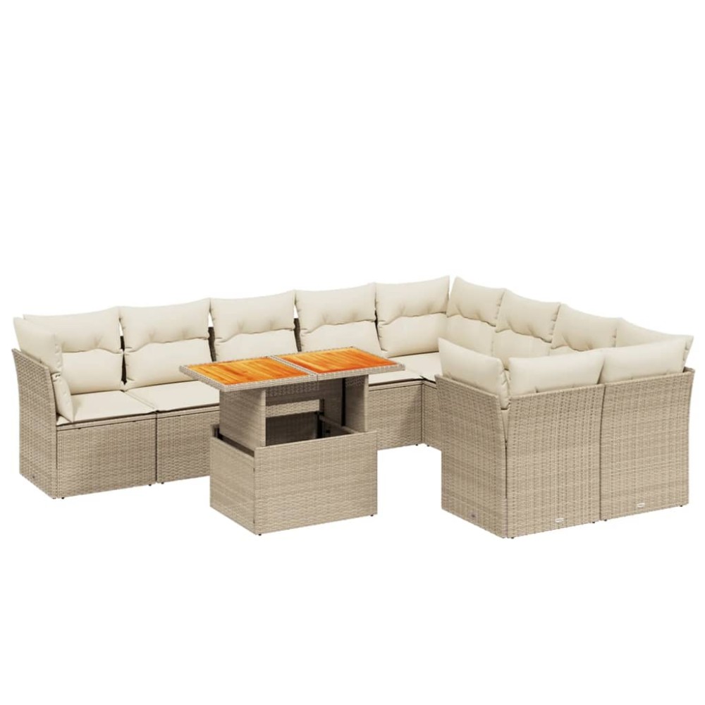 vidaXL Set canapele de grădină cu perne, 10 piese, bej, poliratan