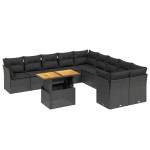 vidaXL Set canapele de grădină cu perne, 11 piese, negru, poliratan vidaXL Set canapele de grădină cu perne, 11 piese, negru, poliratan