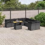 vidaXL Set canapele de grădină cu perne, 11 piese, negru, poliratan vidaXL Set canapele de grădină cu perne, 11 piese, negru, poliratan