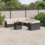 vidaXL Set canapele de grădină cu perne, 11 piese, negru, poliratan