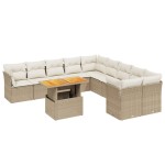 vidaXL Set canapele de grădină cu perne, 11 piese, bej, poliratan