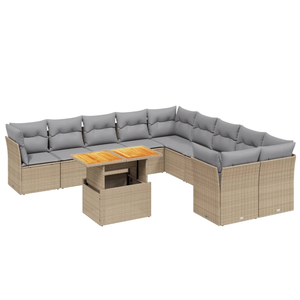 vidaXL Set canapele de grădină cu perne, 11 piese, bej, poliratan