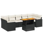 vidaXL Set mobilier de grădină cu perne, 8 piese, negru, poliratan