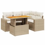 vidaXL Set canapele de grădină cu perne, 5 piese, bej, poliratan
