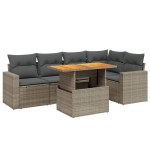 vidaXL Set mobilier grădină cu perne, 6 piese, gri, poliratan