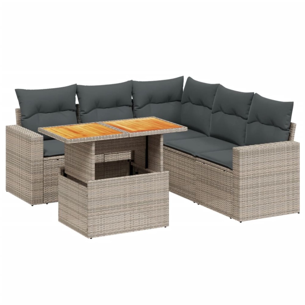 vidaXL Set mobilier grădină cu perne, 6 piese, gri, poliratan