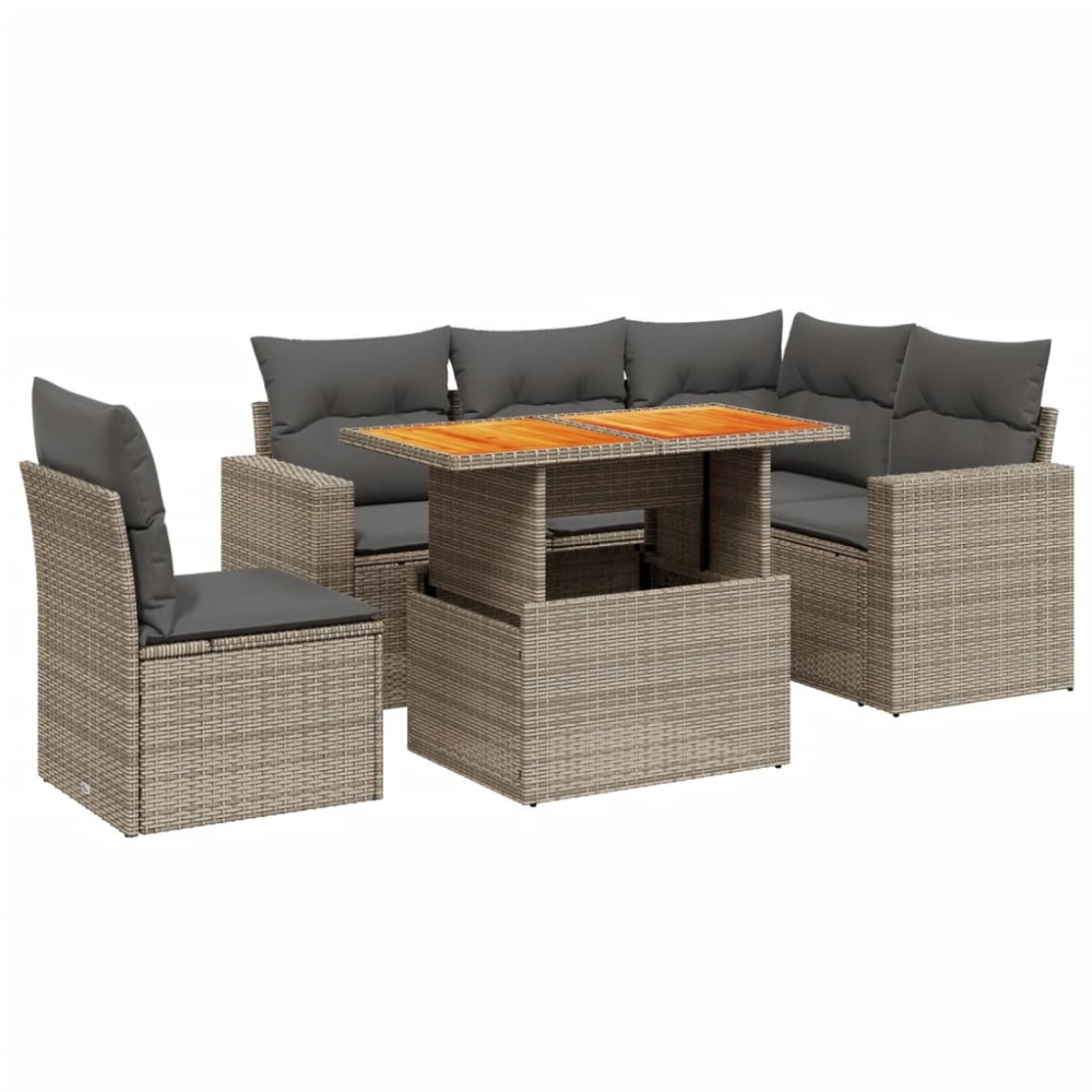 vidaXL Set mobilier grădină cu perne, 6 piese, gri, poliratan