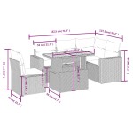vidaXL Set mobilier grădină cu perne, 6 piese, gri, poliratan