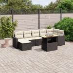 vidaXL Set mobilier de grădină cu perne, 8 piese, negru, poliratan